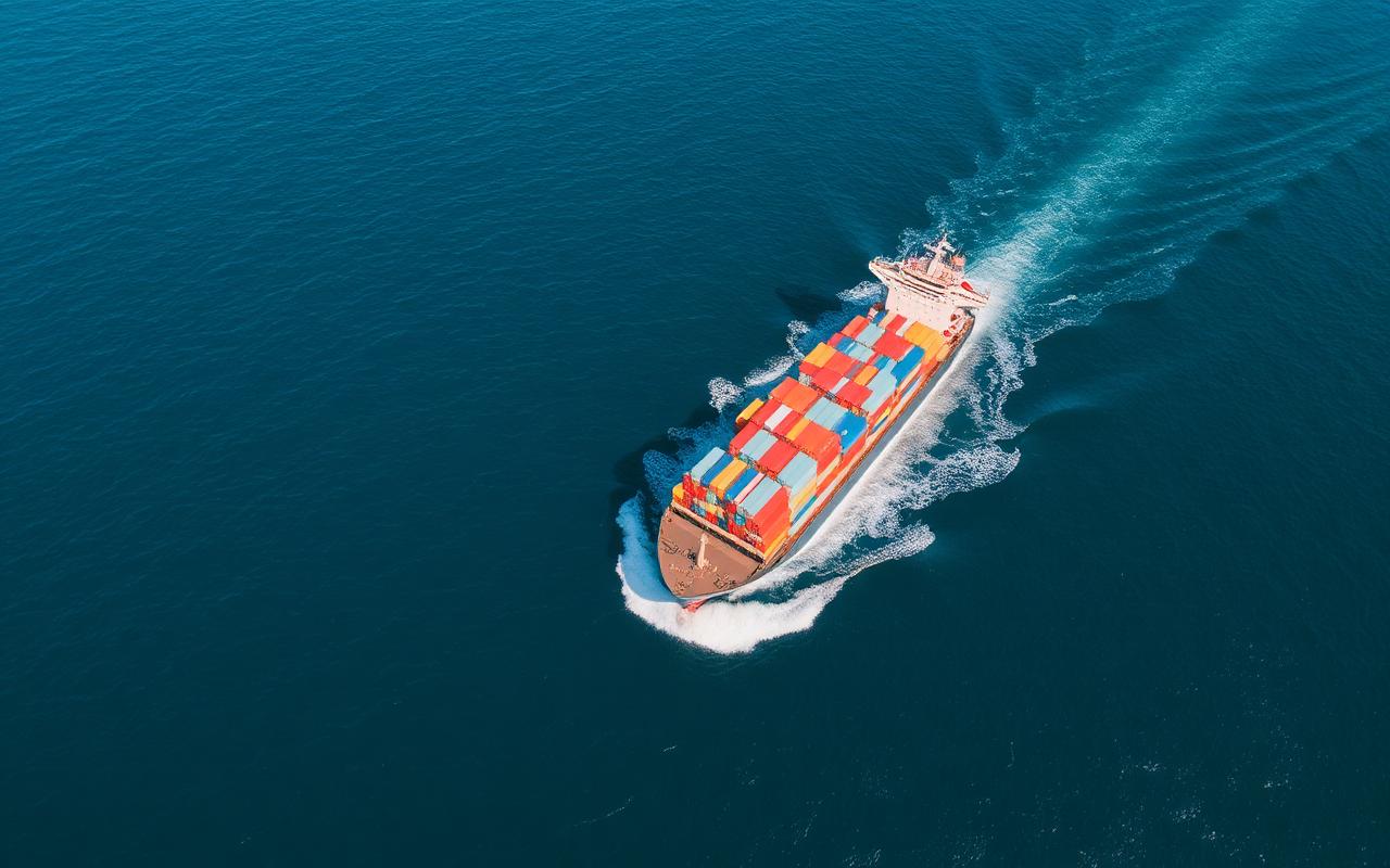 Container vessel at sea